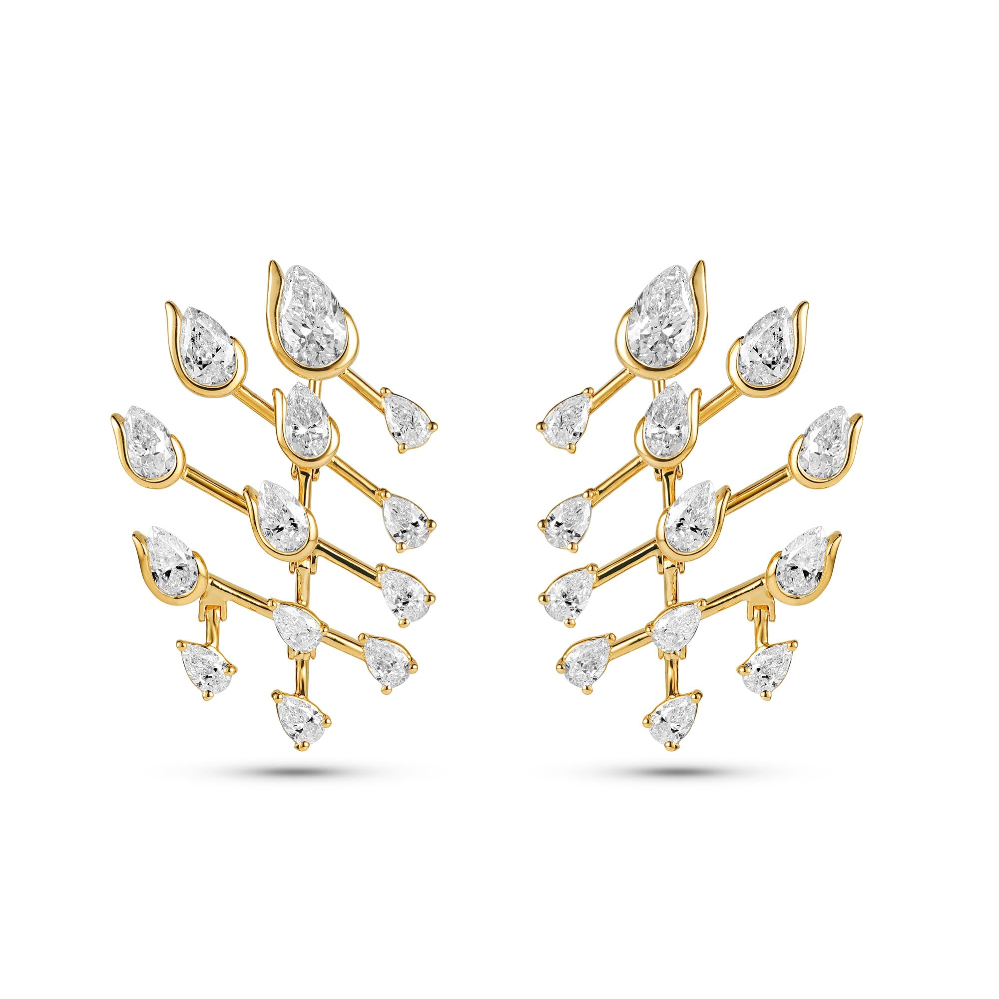 Pear Cascade Earrings - Lab Diamond & 18k Gold