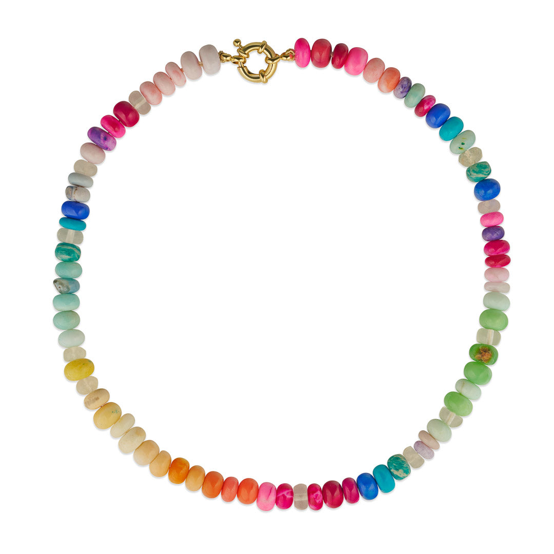 Rainbow Beaded Opal & Quartz chain