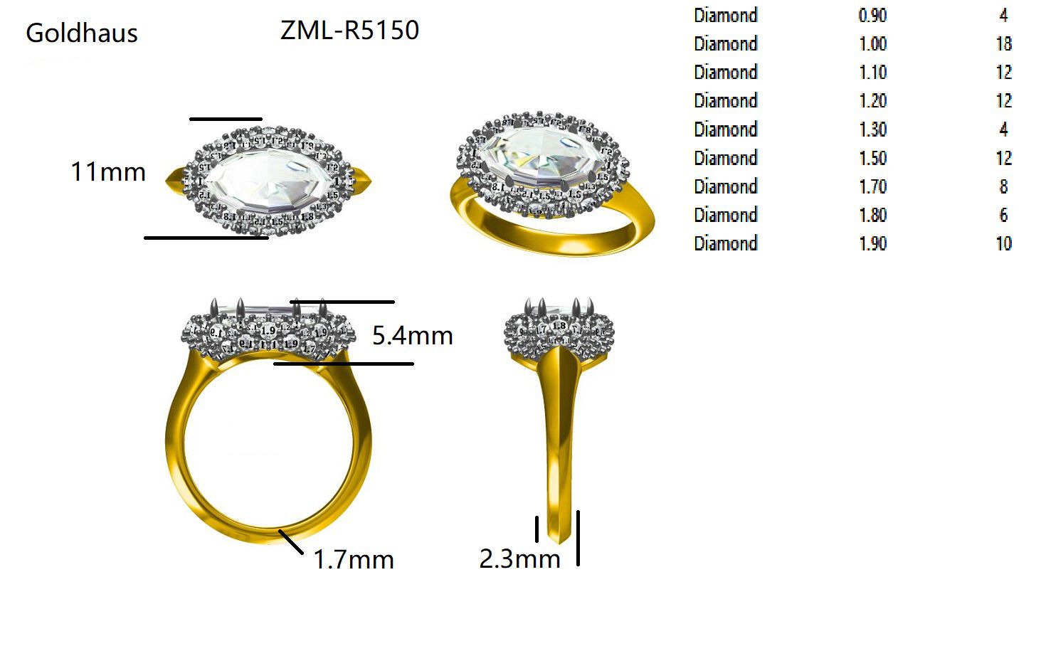 Custom step cut Moval pinky ring/size 3/brushed gold matte finish band/antique gold finish bezel with cobblestone diamonds.