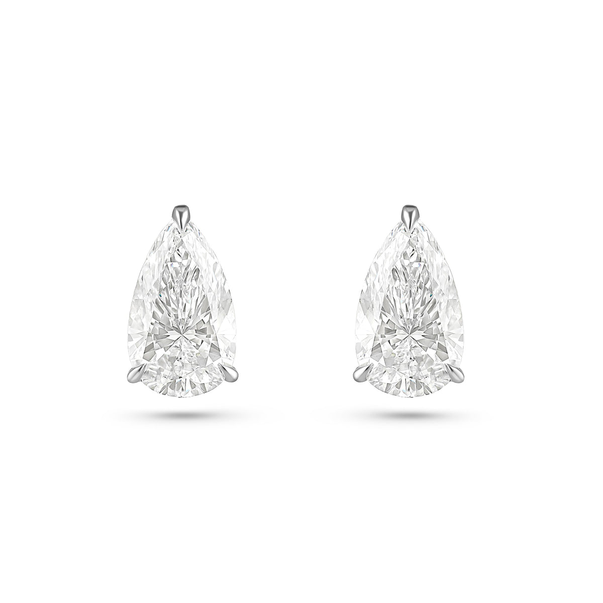 GoldHaus Pear Studs in white gold, shown as a pair