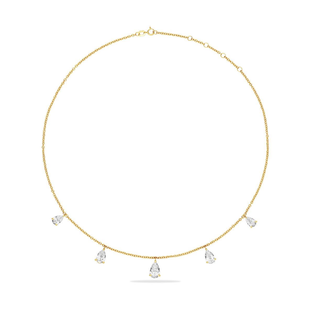 GoldHaus Cascade necklace in yellow gold with pear-shaped lab diamonds