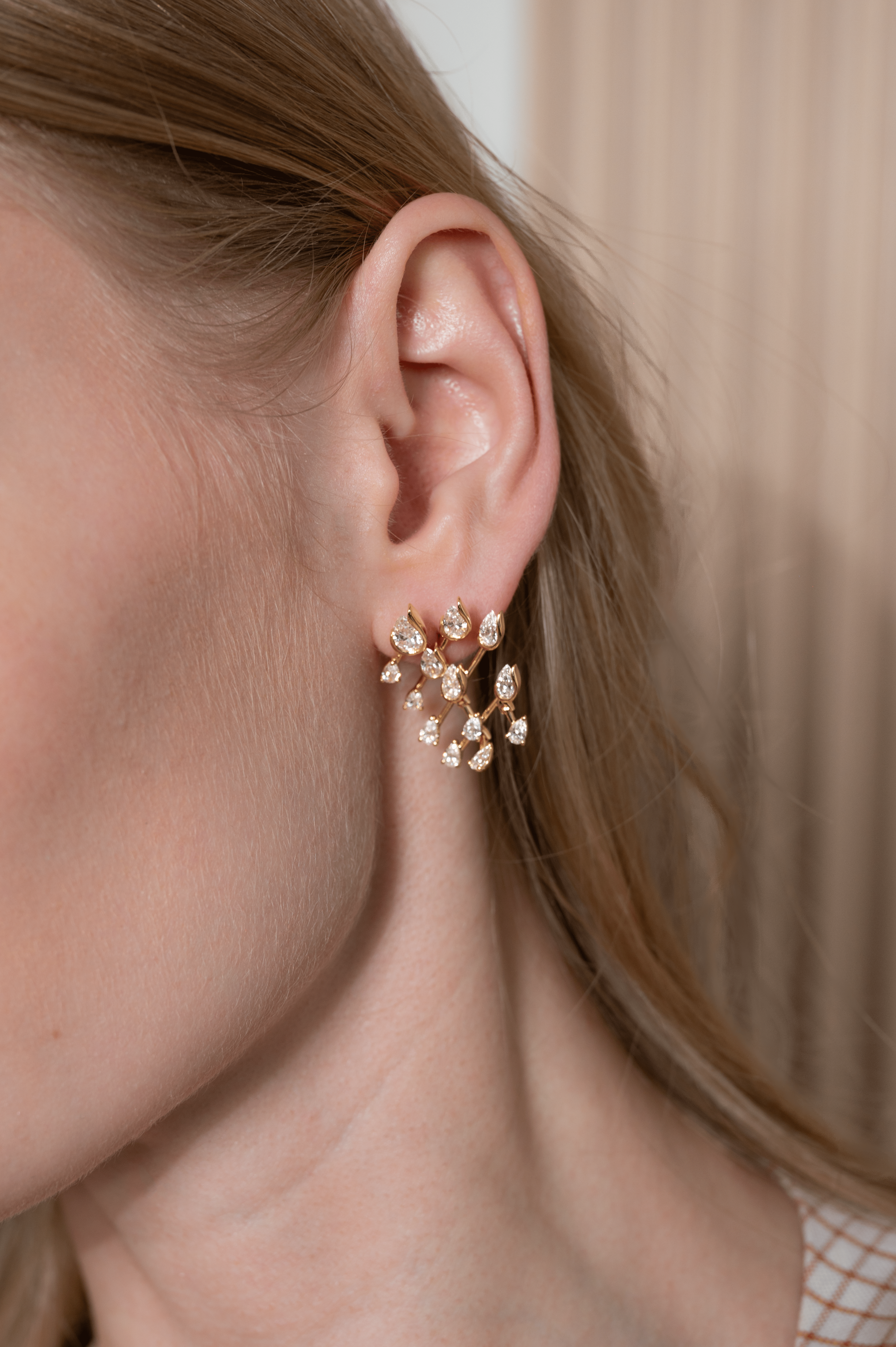 Pear Cascade Earrings - Lab Diamond & 18k Gold