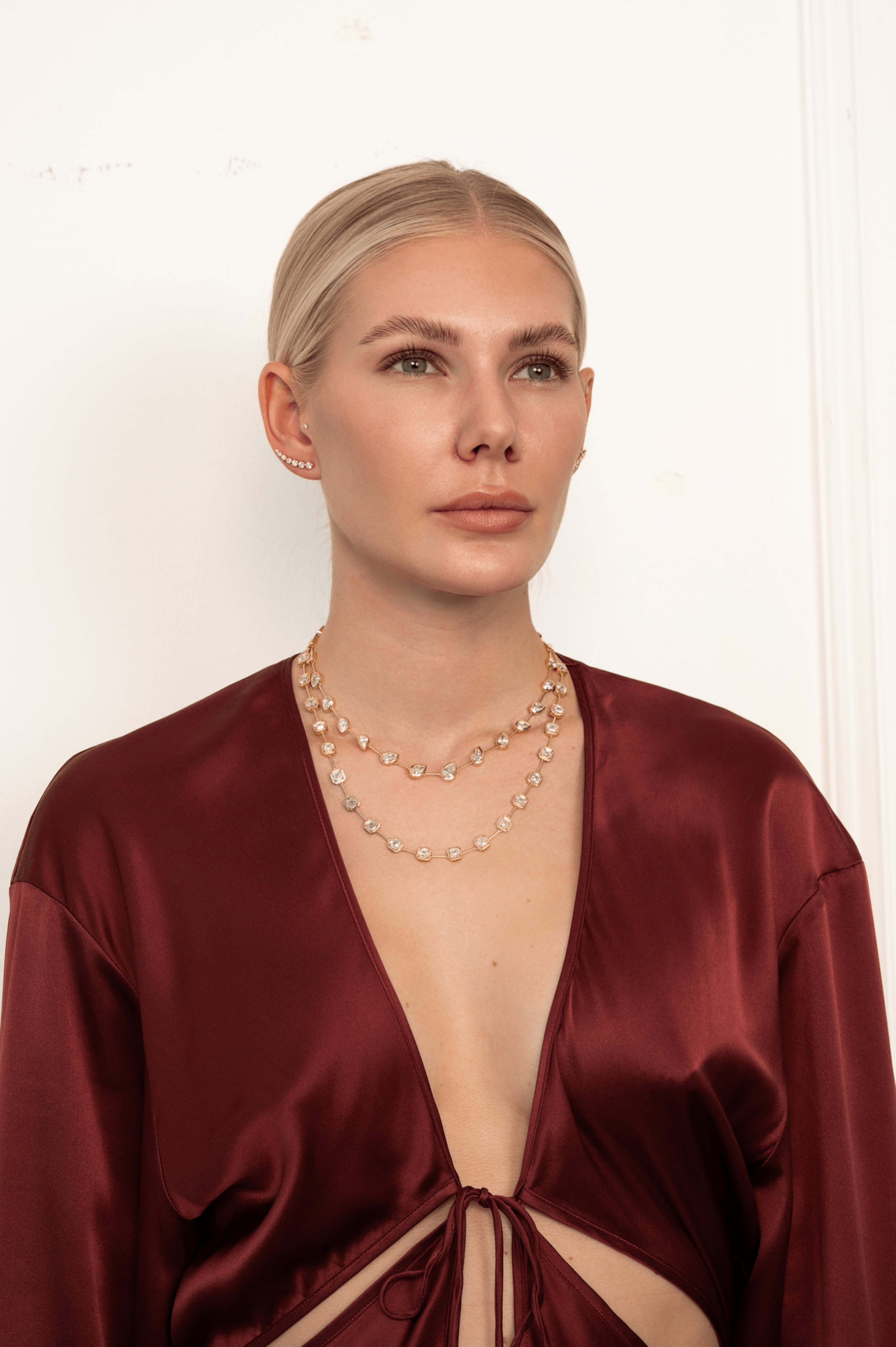 Ear Climber - graduated lab diamond ear climber in 18k gold